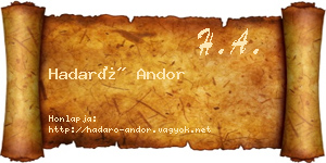 Hadaró Andor névjegykártya