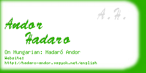 andor hadaro business card